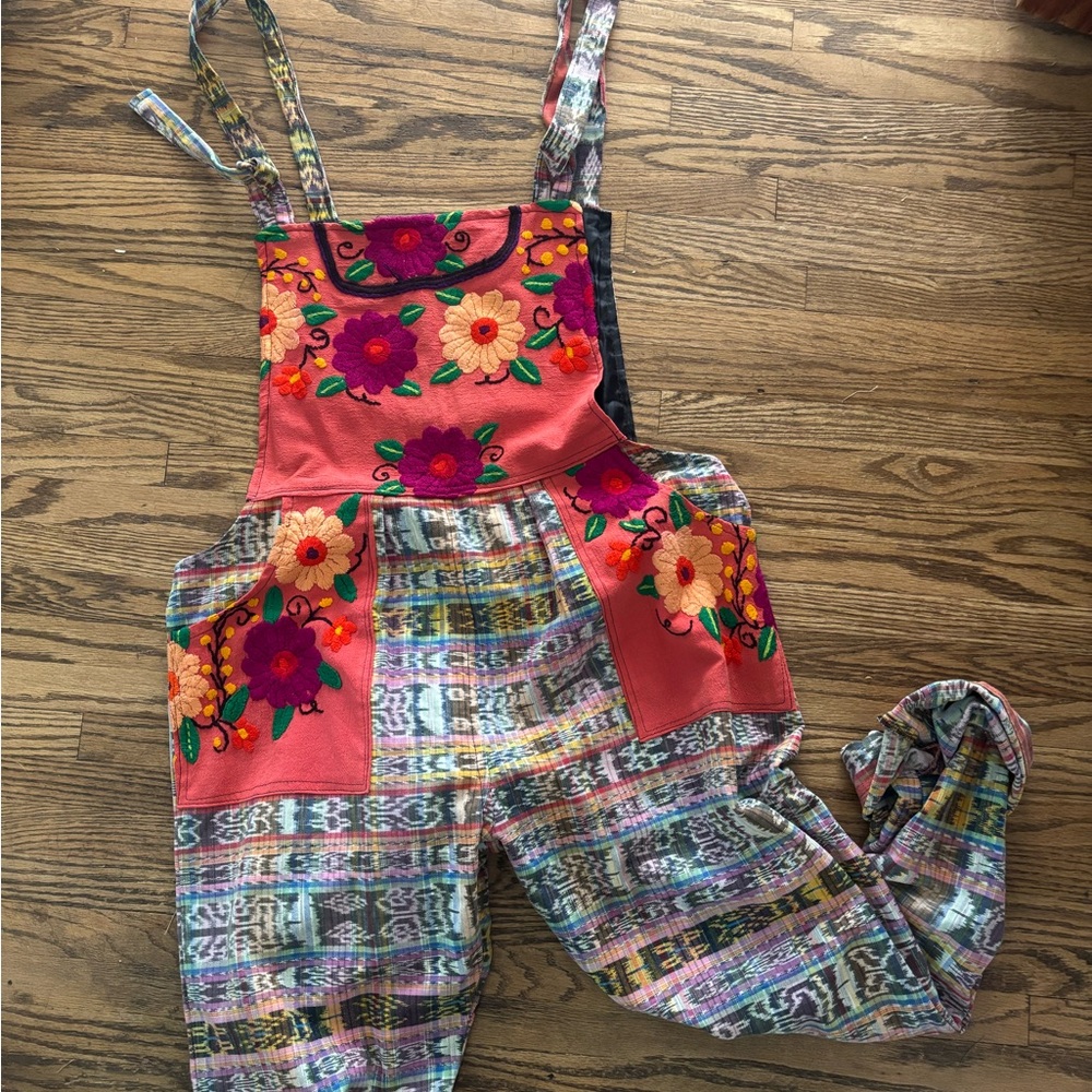 Embroidered Woven Overalls